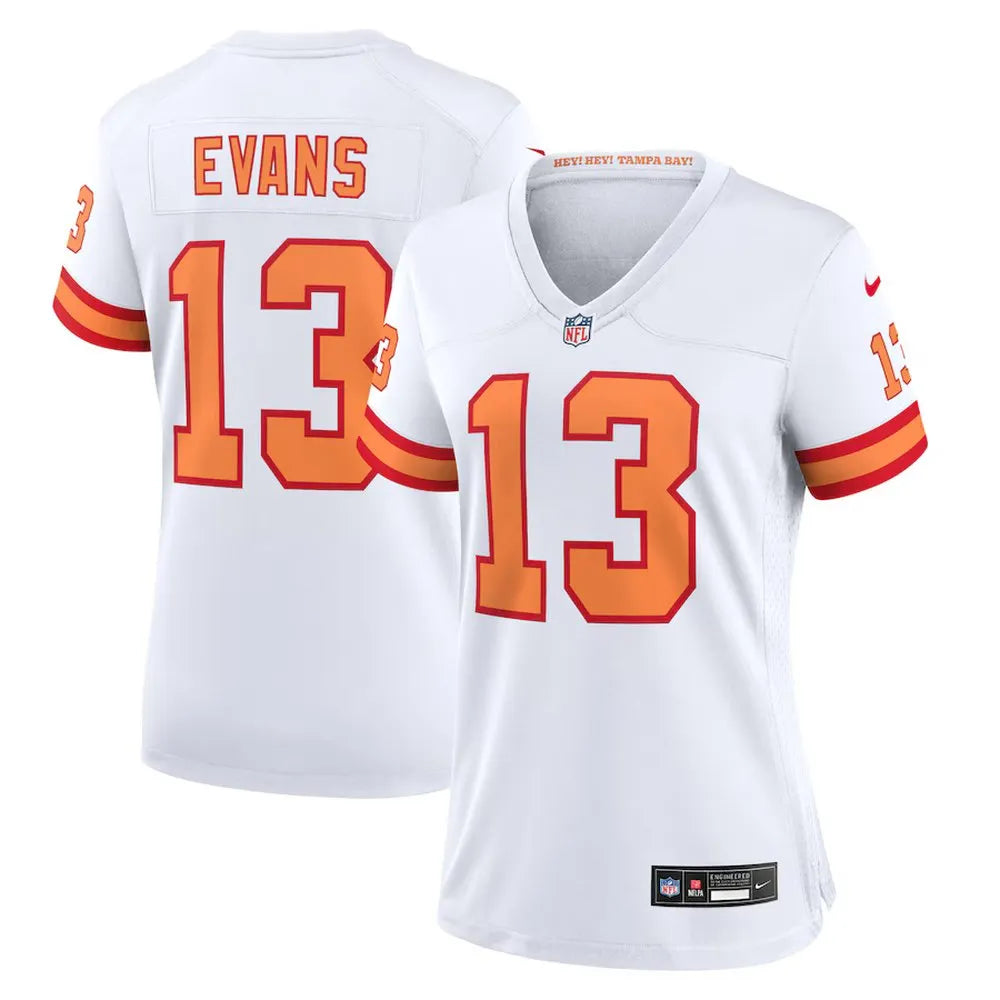 Women's '76 Tampa Bay Buccaneers #13 Mike Evans White Player Game Jersey