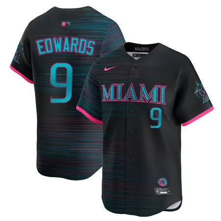 Men's Miami Marlins #9 Xavier Edwards
Black 2025 City Connect Limited Jersey