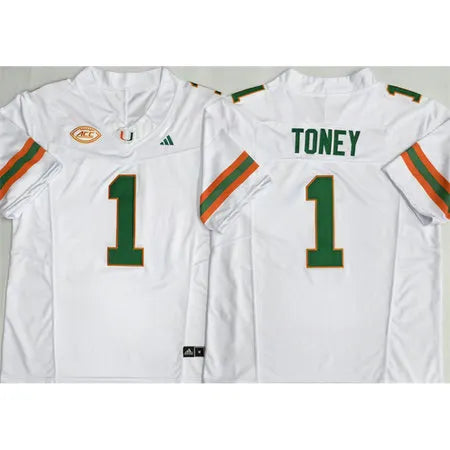 Youth Miami Hurricanes #1 Malachi Toney White Vapor F.U.S.E. Limited Jersey