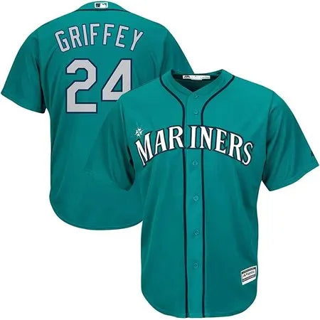 Men's Seattle Mariners #24 Ken Griffey Jr.
Green Throwback Cooperstown Collection Limited Jersey