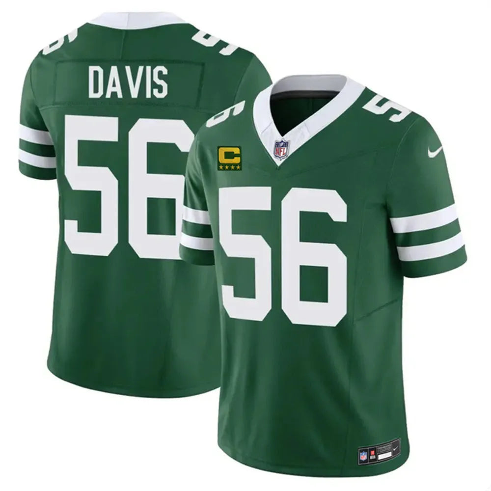 Men's New York Jets #56 Demario Davis Green 2025 4-Star C Patch Vapor F.U.S.E. Untouchable Limited Jersey