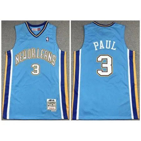 Men's New Orleans Hornets #3 Chris Paul 2005-06 Light Blue Throwback Stitched Jersey