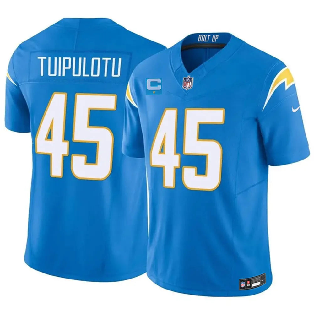 Men's Los Angeles Chargers #45 Tuli Tuipulotu Blue 2026 1-Star C Patch Vapor F.U.S.E. Limited Jersey