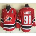 Team CA. #91 Joe Sakic Red/Black 2002 Olympic
Throwback Stitched NHL Jersey