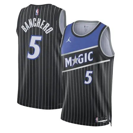 Men's Orlando Magic #5 Paolo Banchero Black 2025/26 Statement Edition Jersey