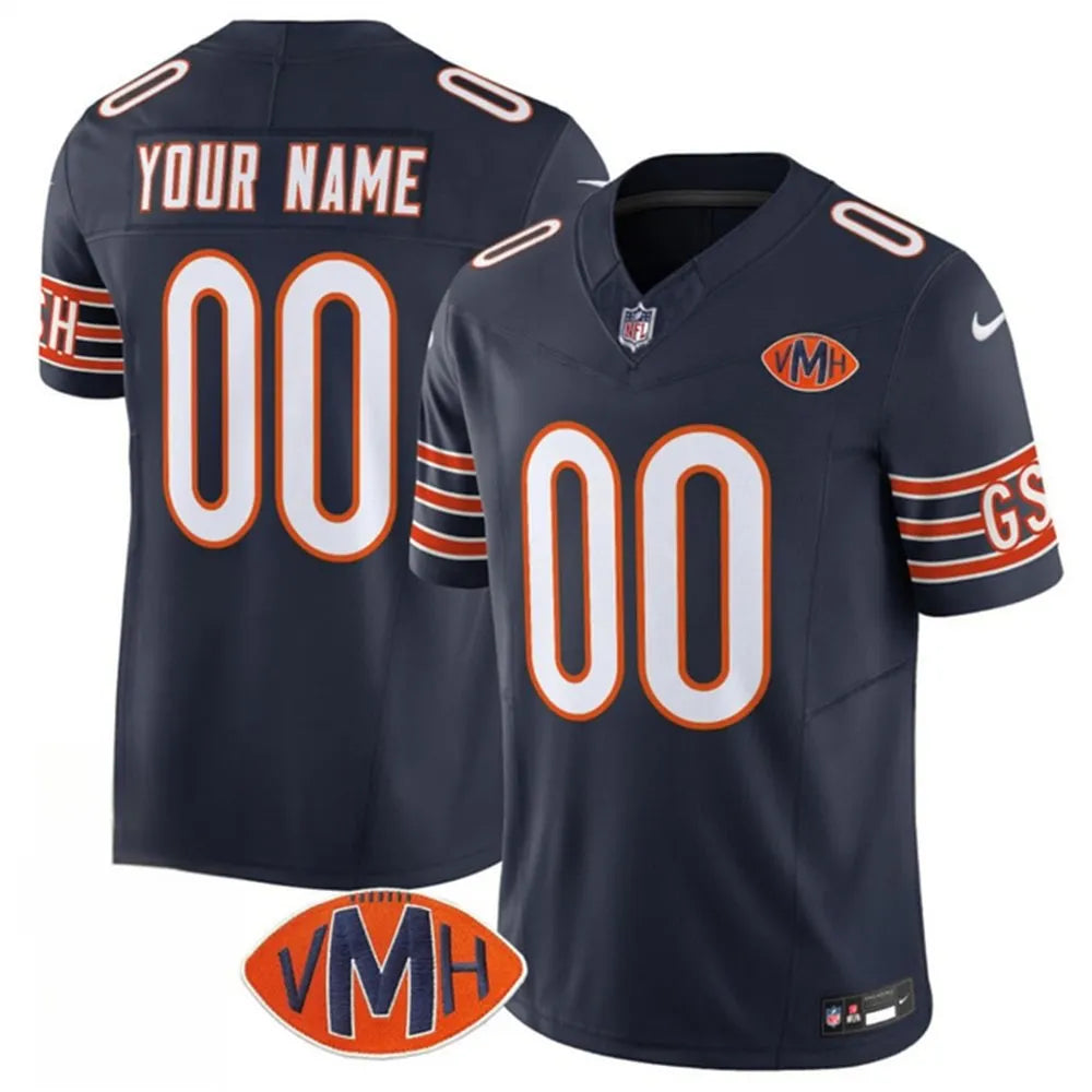 Men's Chicago Bears Active Player Custom Navy 2025 F.U.S.E. With VMH Patch Vapor Untouchable Limited Stitched Football Jersey