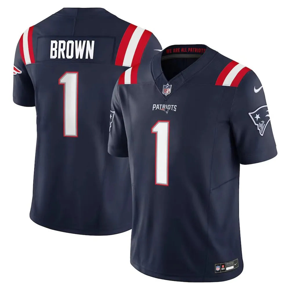 Youth New England Patriots #1 A.J. Brown Navy Vapor F.U.S.E. Limited Jersey