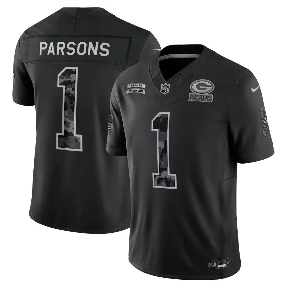 Men's Green Bay Packers #1 Micah Parsons Nike Black 2026 Salute to Service Vapor F.U.S.E. Limited Jersey