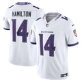 Men's Baltimore Ravens #14 Kyle Hamilton Nike White Vapor F.U.S.E. Sewn Down Limited Jersey