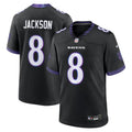 Men's Baltimore Ravens #8 Lamar Jackson Nike Black Alternate Game Jersey (Black)