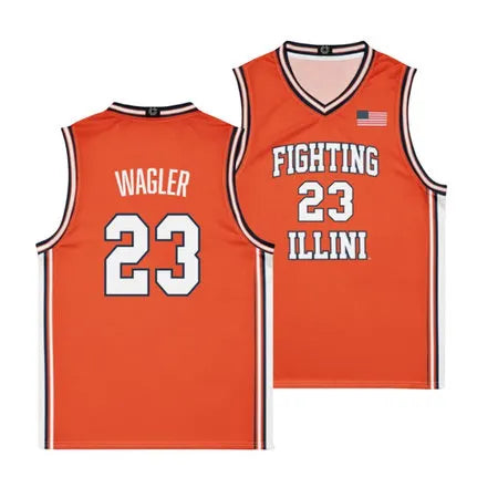 Youth Illinois Fighting Illini #23 Keaton Wagler Orange Stitched Basketball Jersey