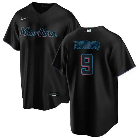Men's Miami Marlins #9 Xavier Edwards
Black Home Replica Jersey