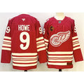 Men's Detroit Red Wings #9 Gordie Howe Red 2025-26 With C Patch Centennial Premium Stitched Hockey Premium Jersey
