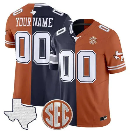 Men's Texas Longhorns Navy Split 2025 Vapor F.U.S.E. Limited Custom Jersey
