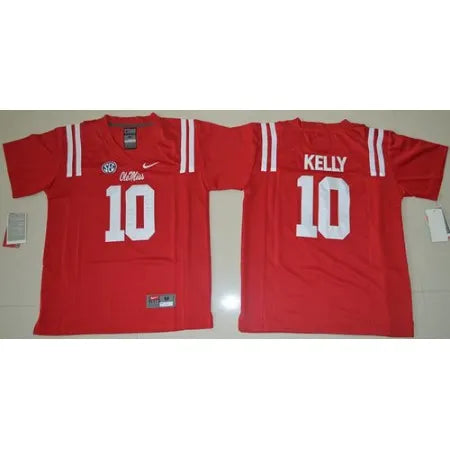 Rebels #10 Chad Kelly Red Stitched Youth NCAA Jersey