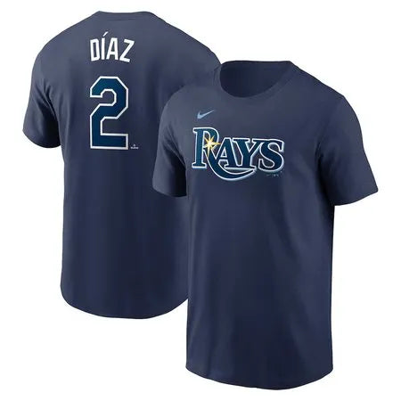 Men's Tampa Bay Rays #2 Yandy Diaz
Navy Fuse Name & Number T-Shirt