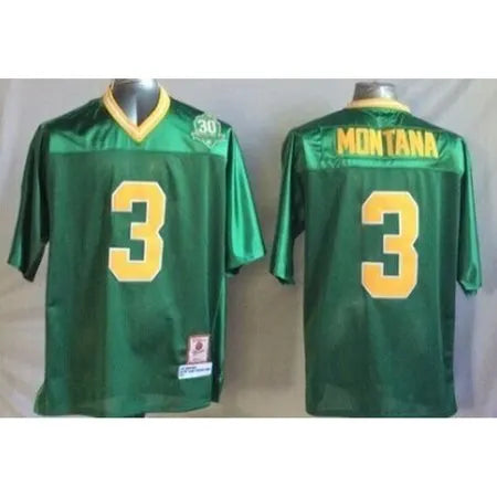 Men's Notre Dame Fighting Irish #3 Joe Montana Green Stitched Jersey F0Z4