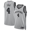 Men's San Antonio Spurs #4 De Aaron Fox Grey 2025/26 Statement Edition Jersey