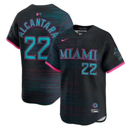 Men's Miami Marlins #22 Sandy Alcantara
Black 2025 City Connect Limited Jersey