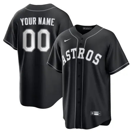 Men's Houston Astros Custom Black Lights Out Replica Jersey