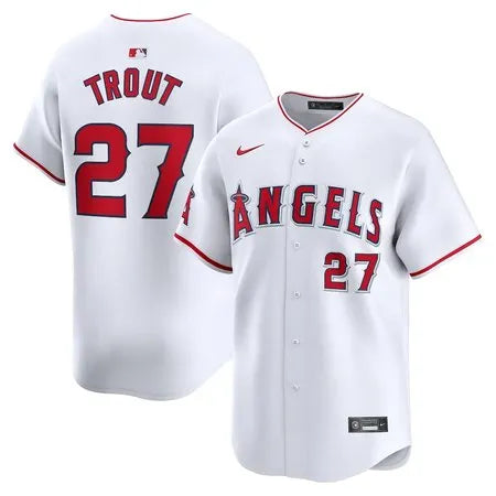 Men's Los Angeles Angels #27 Mike Trout
White Home Limited Player Jersey